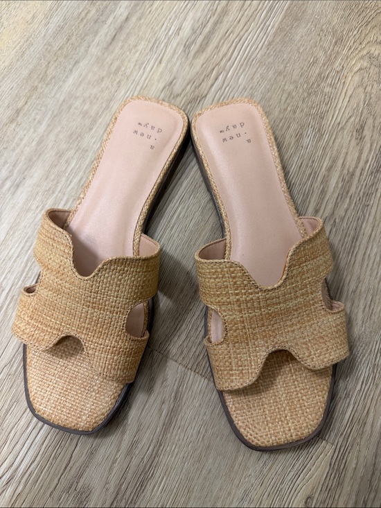 a new day Shoes - a new day Woven Slide Mules in Natural Tan